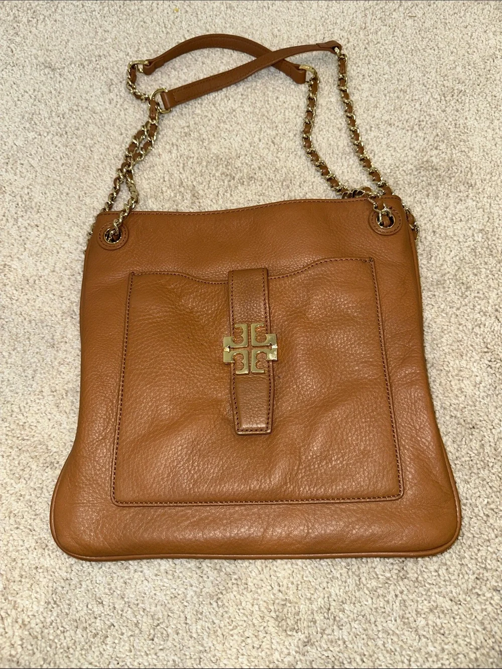 Tory Burch Tan Leather Chain-Handle Shoulder Bag